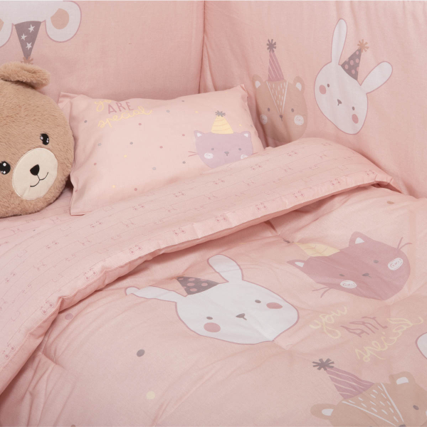 Πάπλωμα Κούνιας (110x140) 2 Όψεων Nef-Nef Homeware Baby Special Party Pink