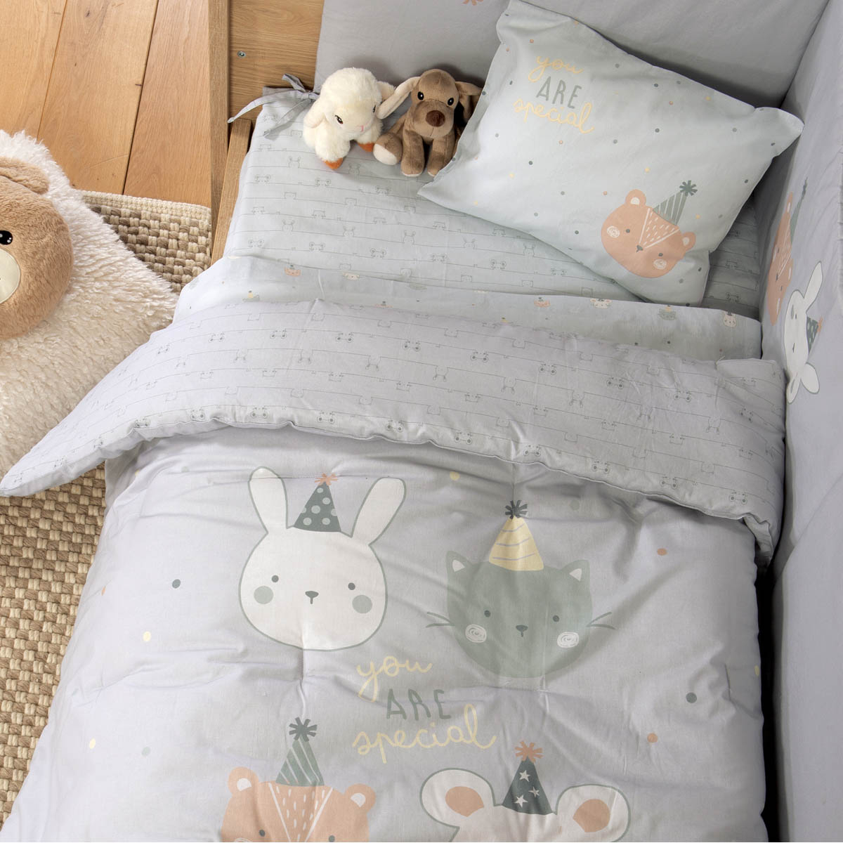 Πάπλωμα Κούνιας (110x140) 2 Όψεων Nef-Nef Homeware Baby Special Party Blue φωτογραφία
