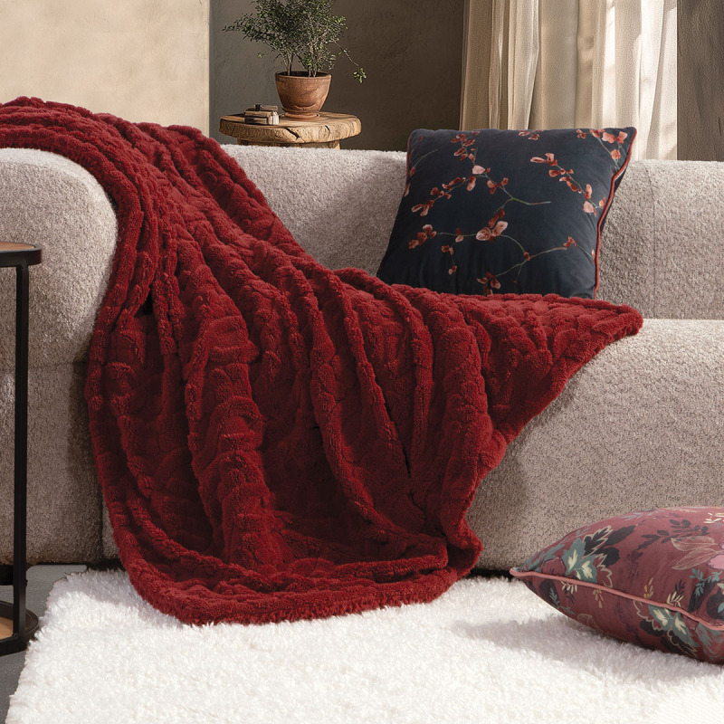 Κουβέρτα Καναπέ Fleece (130x180) Nef-Nef Homeware Germain Bordo