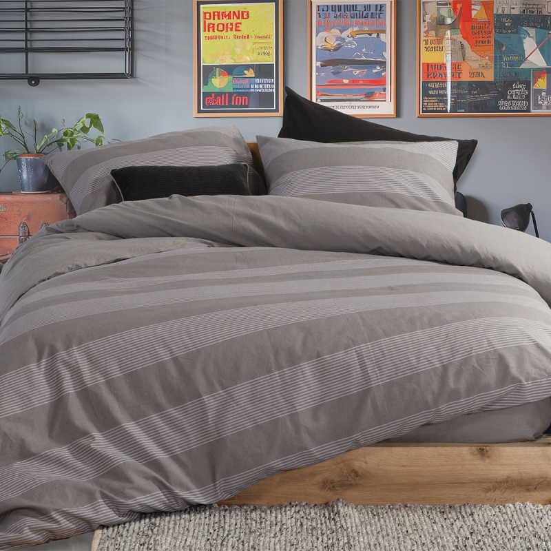 Σεντόνια Μονά (Σετ) Nef-Nef Homeware Casual Stripe D.Grey