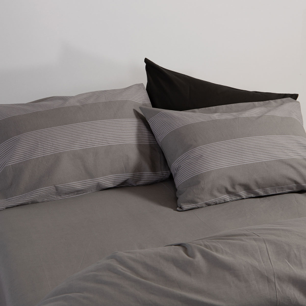 Σεντόνια Υπέρδιπλα (Σετ) Nef-Nef Homeware Casual Stripe D.Grey