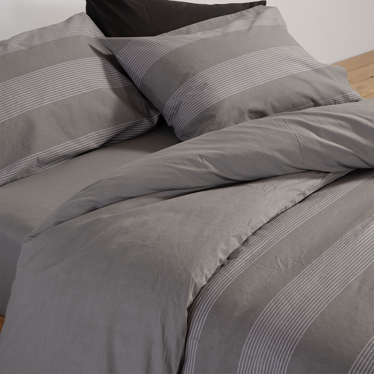 Σεντόνια Υπέρδιπλα (Σετ) Nef-Nef Homeware Casual Stripe D Grey με Λαστιχο 160X200+35 Home Λευκά Είδη Κρεβατοκάμαρας Spitishop