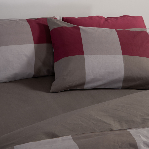 Σεντόνια Μονά (Σετ) Nef-Nef Homeware Casual Check Bordo