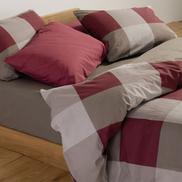 Σεντόνια Μονά (Σετ) Nef-Nef Homeware Casual Check Bordo