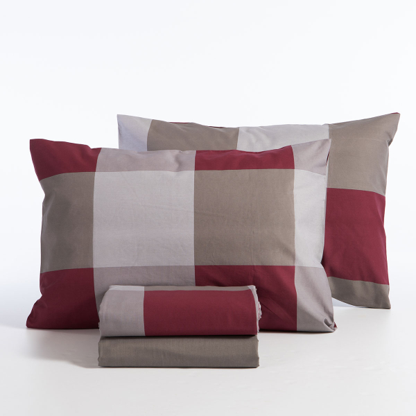 Σεντόνια Μονά (Σετ) Nef-Nef Homeware Casual Check Bordo