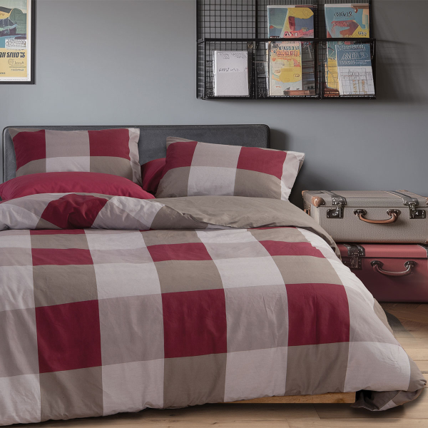 Σεντόνια Υπέρδιπλα (Σετ) Nef-Nef Homeware Casual Check Bordo