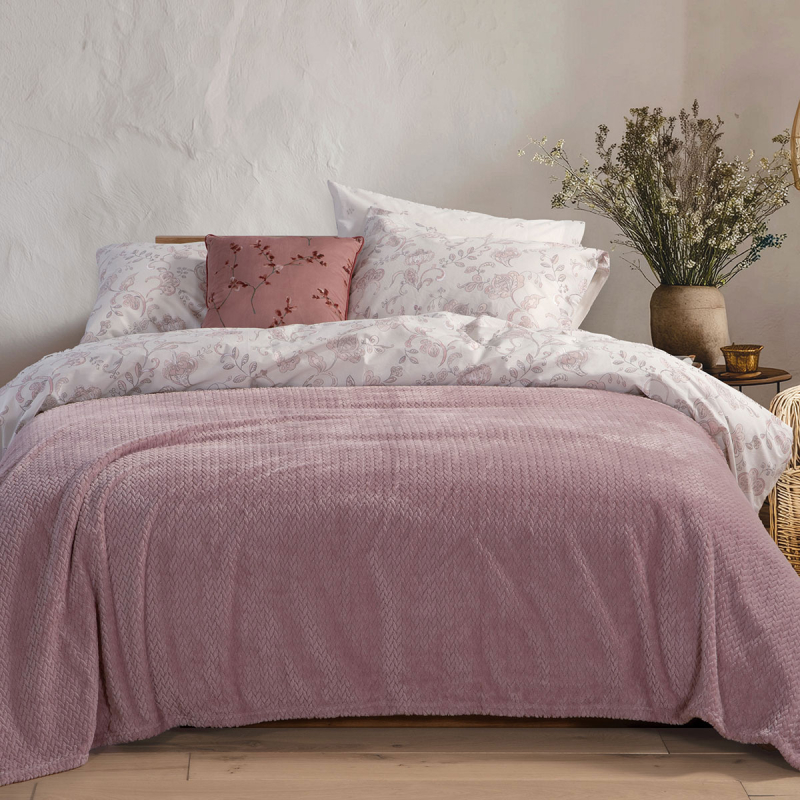 Κουβέρτα Fleece Μονή (160x220) Nef-Nef Homeware Worth Mauve