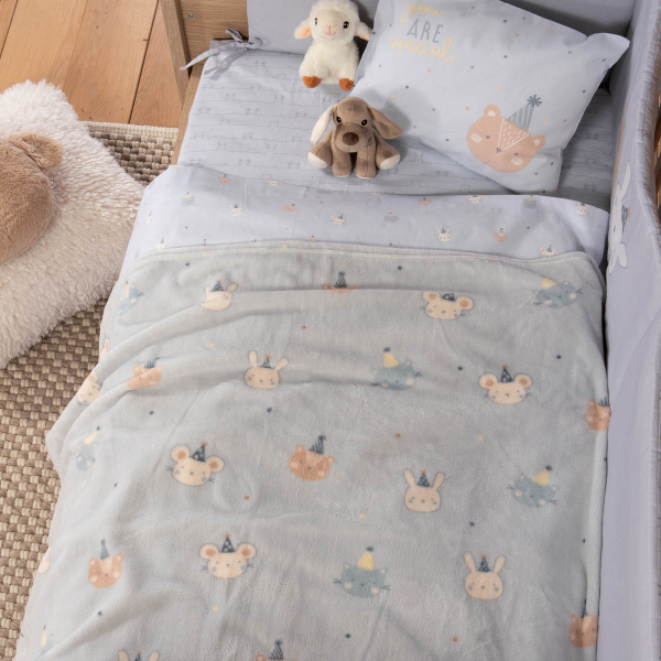 Κουβέρτα Fleece Κούνιας (110x150) Nef-Nef Homeware Baby Special Party Blue