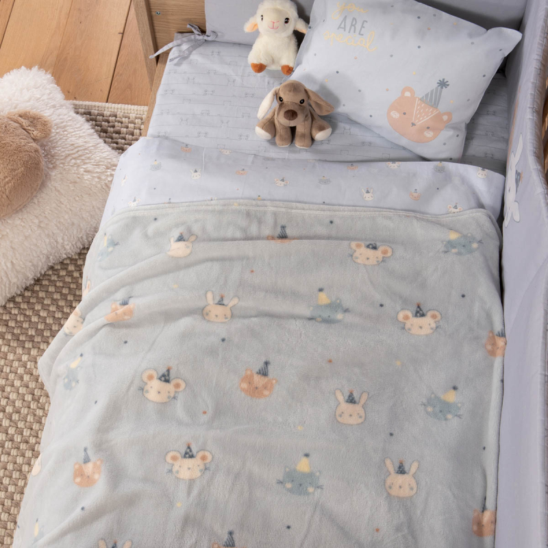 Κουβέρτα Fleece Κούνιας (110x150) Nef-Nef Homeware Baby Special Party Blue