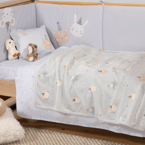 Κουβέρτα Fleece Κούνιας (110x150) Nef-Nef Homeware Baby Special Party Blue