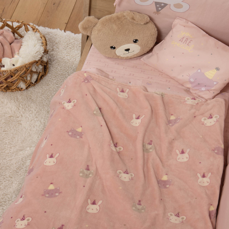 Κουβέρτα Fleece Κούνιας (110x150) Nef-Nef Homeware Baby Special Party Pink