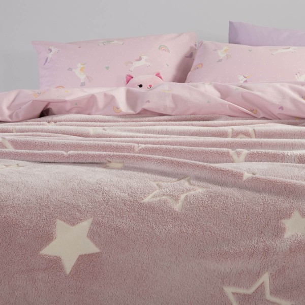 Φωσφοριζέ Κουβέρτα Fleece Κούνιας (110x150) Nef-Nef Homeware Junior Starlight Pink