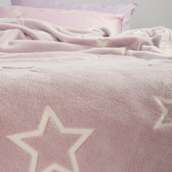 Φωσφοριζέ Κουβέρτα Fleece Κούνιας (110x150) Nef-Nef Homeware Junior Starlight Pink
