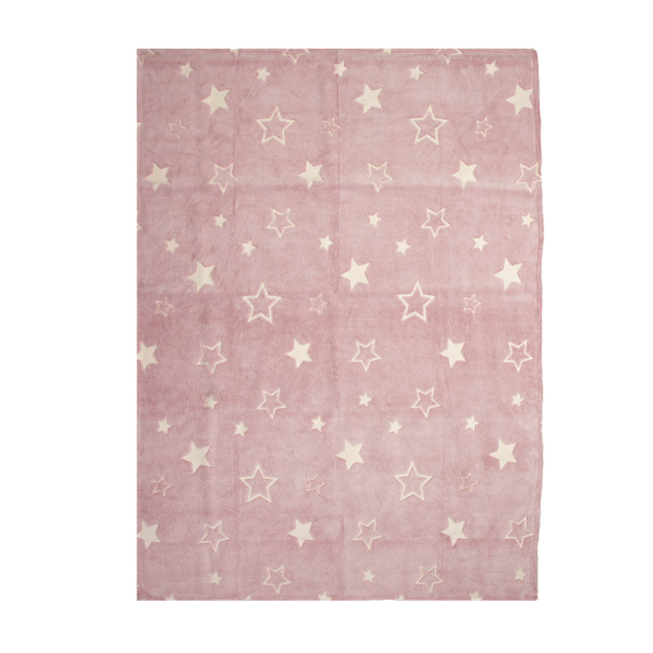 Φωσφοριζέ Κουβέρτα Fleece Μονή (160x220) Nef-Nef Homeware Junior Starlight Pink