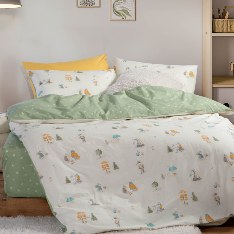 Παπλωματοθήκη Μονή (Σετ 160x240) 2 Όψεων Nef-Nef Homeware Junior Woodland Party