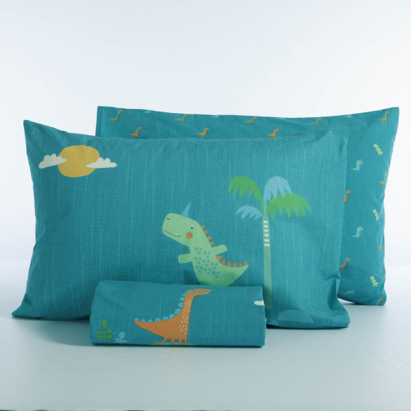 Παπλωματοθήκη Μονή (Σετ 160x240) 2 Όψεων Nef-Nef Homeware Junior Dinos On Wheels