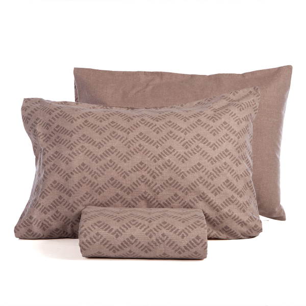 Φανελένια Παπλωματοθήκη Υπέρδιπλη (Σετ 240x230) 2 Όψεων Nef-Nef Homeware Flannel Otrando Mocca