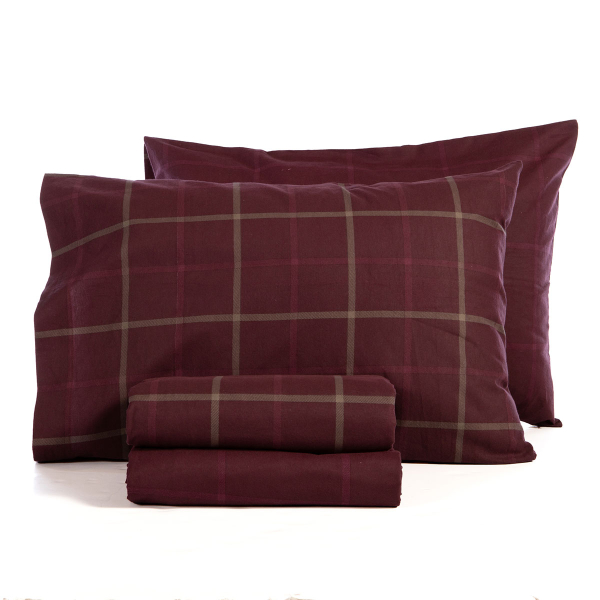 Φανελένια Σεντόνια Υπέρδιπλα (Σετ) Nef-Nef Homeware Flannel Naiberg Bordo