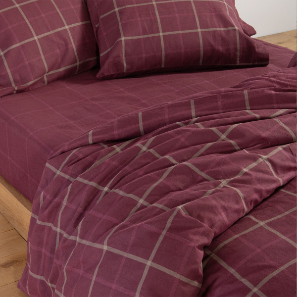 Φανελένια Σεντόνια Υπέρδιπλα (Σετ) Nef-Nef Homeware Flannel Naiberg Bordo