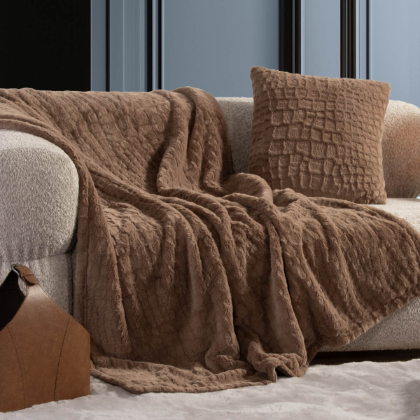 Γούνινη Κουβέρτα Καναπέ (130x180) Nef-Nef Homeware Mentor Mocca