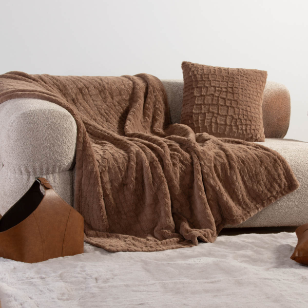 Γούνινη Κουβέρτα Καναπέ (130x180) Nef-Nef Homeware Mentor Mocca