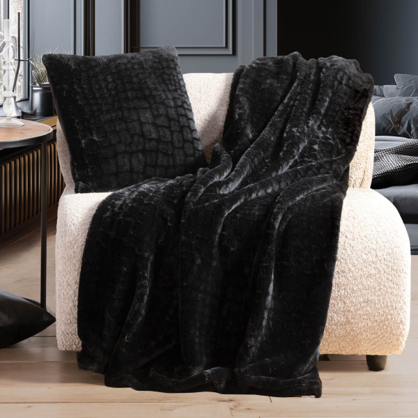 Γούνινη Κουβέρτα Καναπέ (130x180) Nef-Nef Homeware Mentor Black