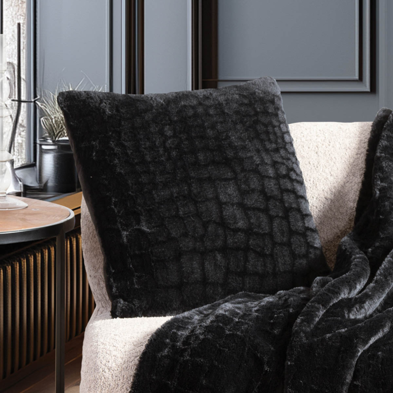 Διακοσμητικό Μαξιλάρι Γούνινο (45x45) Nef-Nef Homeware Mentor Black