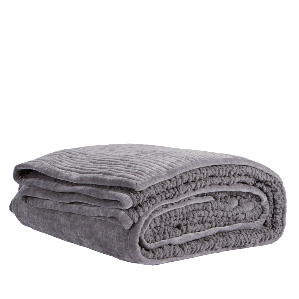 Λεπτό Πάπλωμα Βελουτέ Υπέρδιπλο Με Γουνάκι (230x240) Nef-Nef Homeware Elements Brave Grey