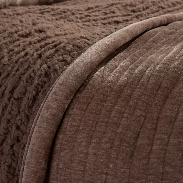 Λεπτό Πάπλωμα Βελουτέ Υπέρδιπλο Με Γουνάκι (230x240) Nef-Nef Homeware Elements Brave Mocca