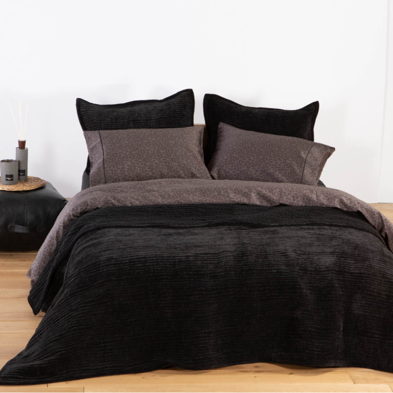 Λεπτό Πάπλωμα Βελουτέ Υπέρδιπλο Με Γουνάκι (230x240) Nef-Nef Homeware Elements Brave Black