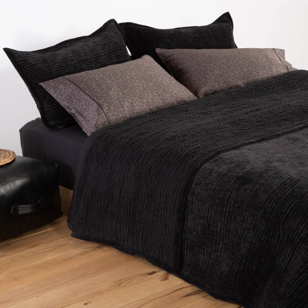 Λεπτό Πάπλωμα Βελουτέ Υπέρδιπλο Με Γουνάκι (230x240) Nef-Nef Homeware Elements Brave Black