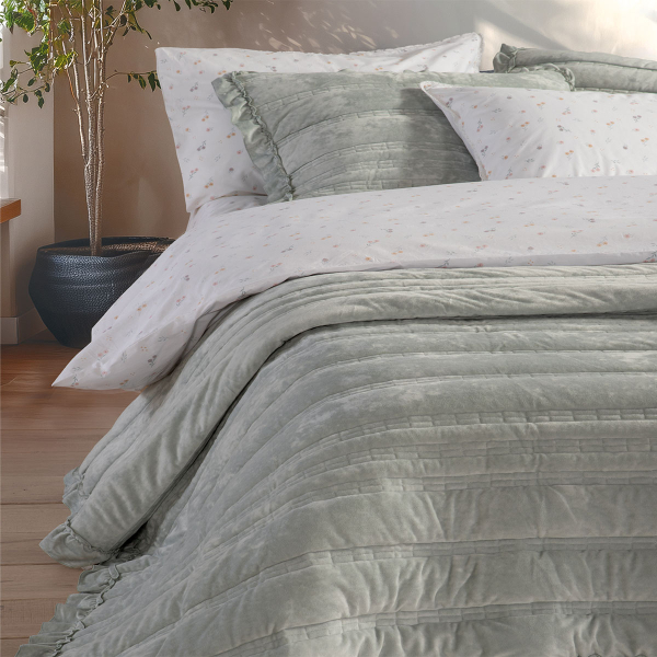 Λεπτό Πάπλωμα Βελουτέ Υπέρδιπλο (230x240) Nef-Nef Homeware Elements Sirion Mint Grey