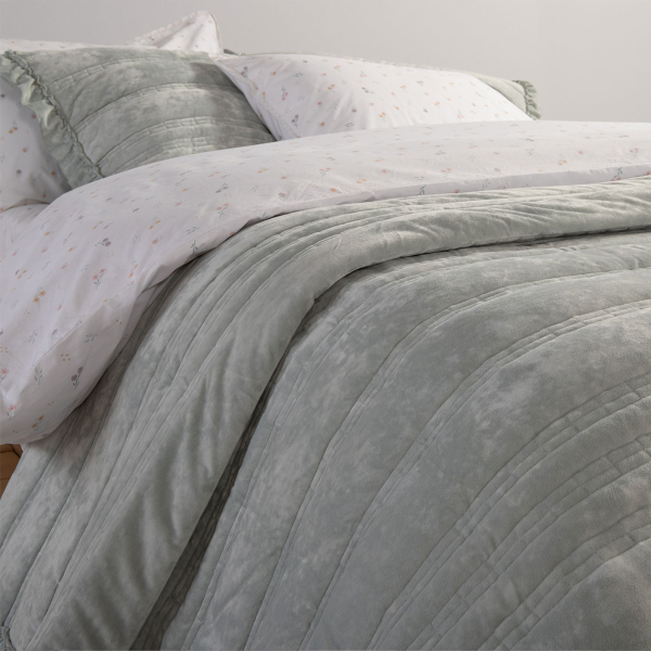 Λεπτό Πάπλωμα Βελουτέ Υπέρδιπλο (230x240) Nef-Nef Homeware Elements Sirion Mint Grey