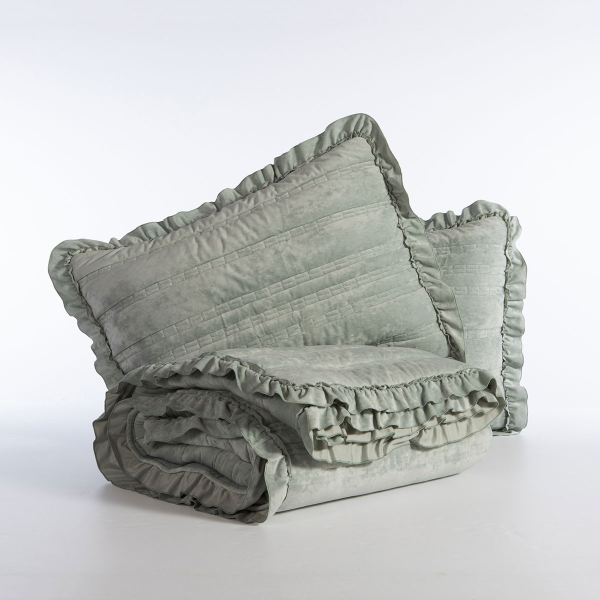 Λεπτό Πάπλωμα Βελουτέ Υπέρδιπλο (230x240) Nef-Nef Homeware Elements Sirion Mint Grey