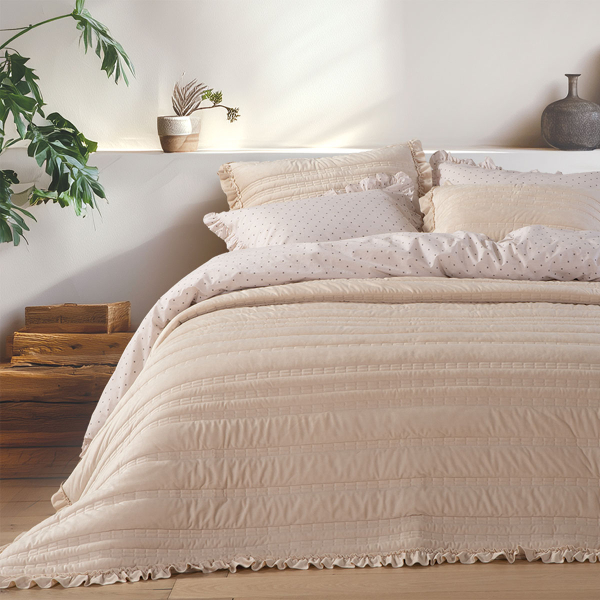 Λεπτό Πάπλωμα Βελουτέ Υπέρδιπλο (230x240) Nef-Nef Homeware Elements Sirion Ecru