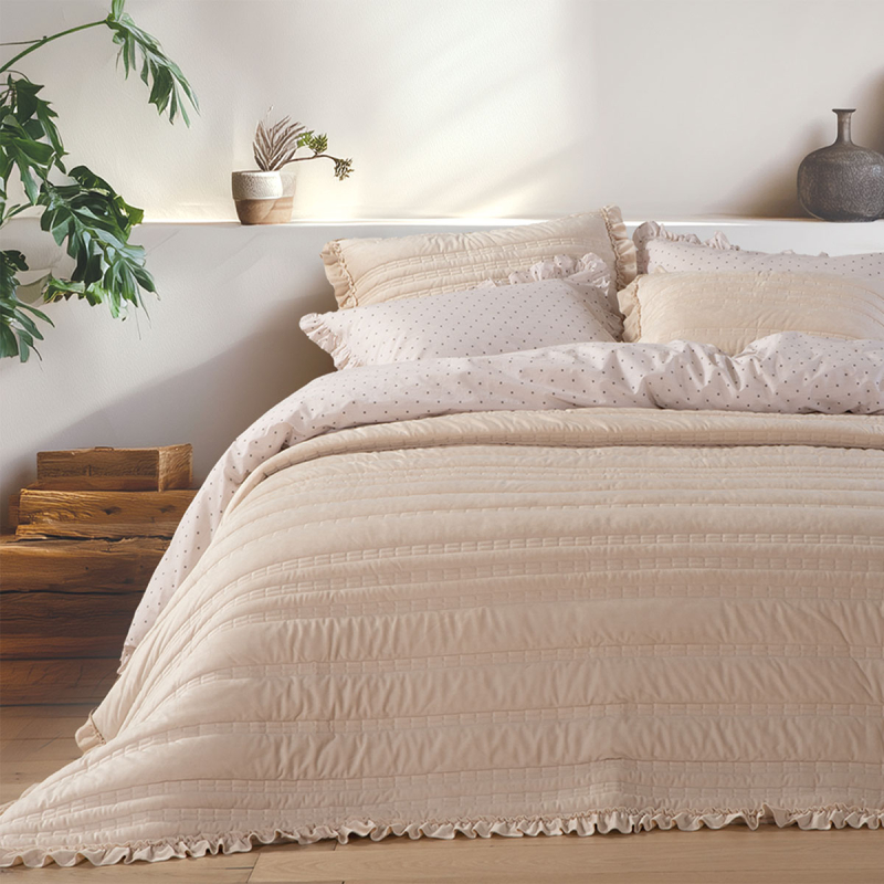 Λεπτό Πάπλωμα Βελουτέ Υπέρδιπλο (230x240) Nef-Nef Homeware Elements Sirion Ecru