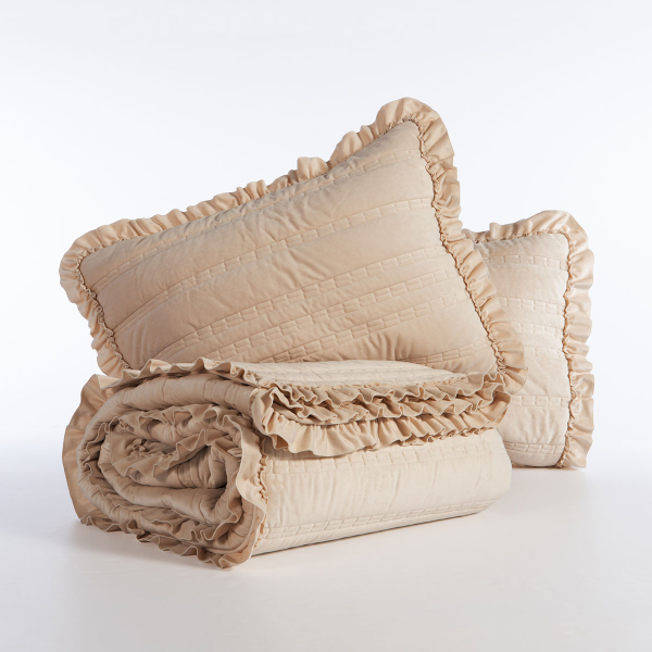 Λεπτό Πάπλωμα Βελουτέ Υπέρδιπλο (230x240) Nef-Nef Homeware Elements Sirion Ecru