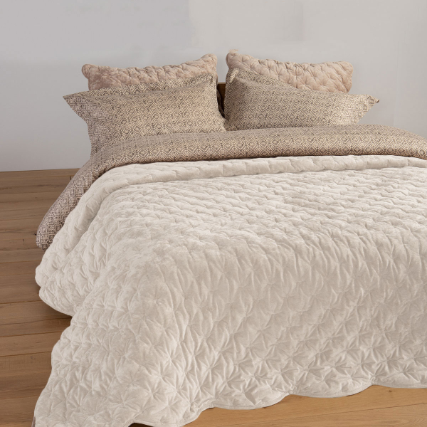 Λεπτό Πάπλωμα Βελουτέ Υπέρδιπλο (230x240) Nef-Nef Homeware Premium Priver Ecru