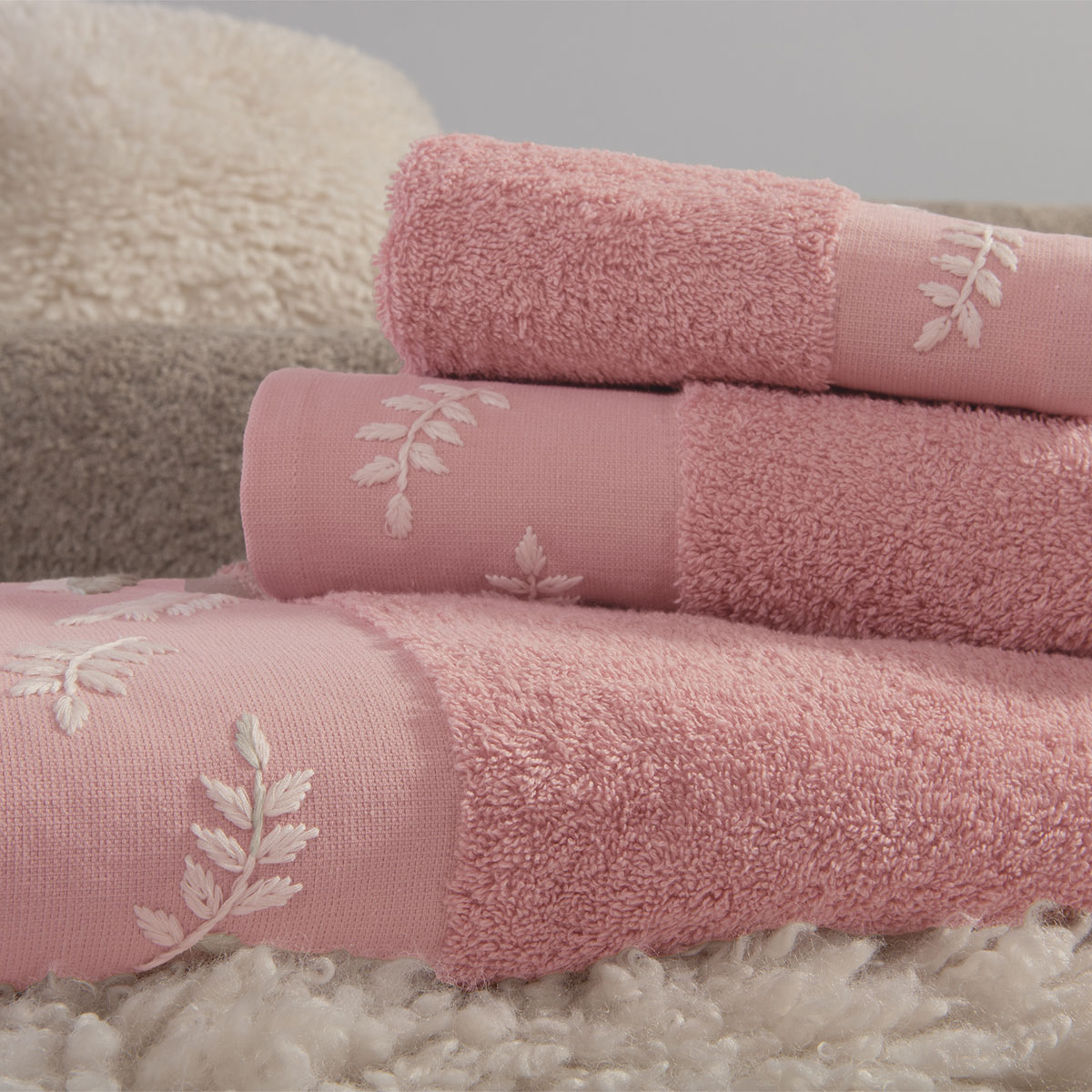 Πετσέτες Μπάνιου (Σετ 3Τμχ) Nef-Nef Homeware Amaranda Pink 500Gsm Home Λευκά Είδη Spitishop