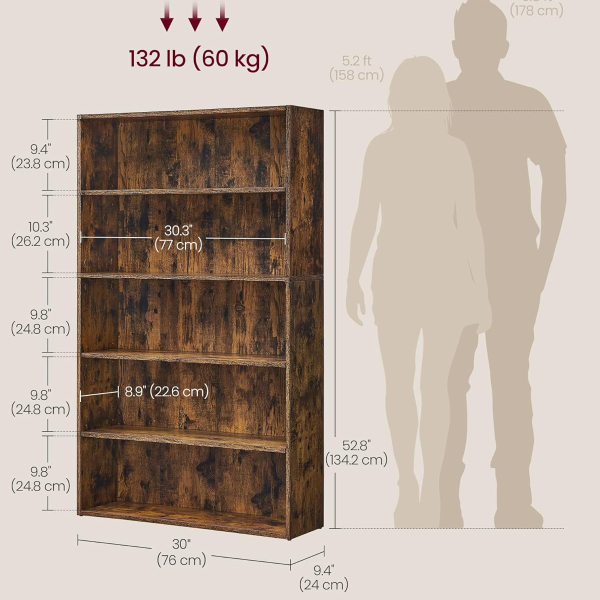 Βιβλιοθήκη Δαπέδου 5 Θέσεων (76x24x134.2) Vasagle LBC175X01V1
