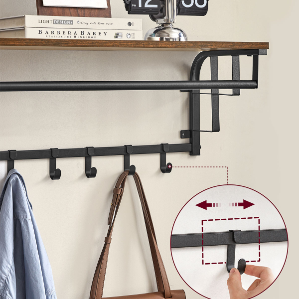 Κρεμάστρα Τοίχου 6 Θέσεων Με Ράφι (66x30x27) Vasagle LCR12BX