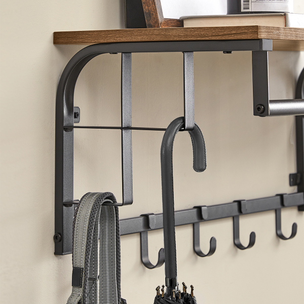 Κρεμάστρα Τοίχου 6 Θέσεων Με Ράφι (66x30x27) Vasagle LCR12BX