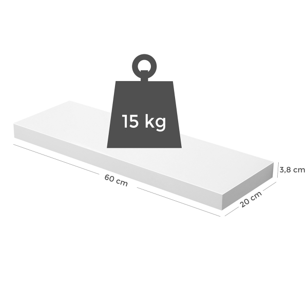 Ράφι Τοίχου (60x20x3.8) Vasagle LWS26WT