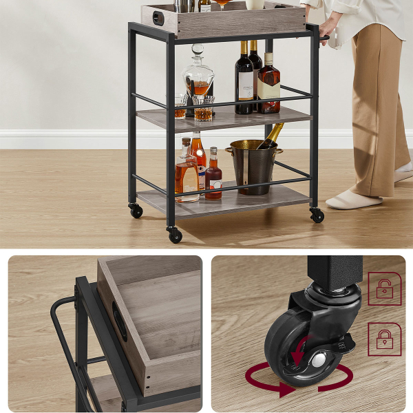 Τρόλεϊ/Ραφιέρα 3 Θέσεων (65x40x86) Vasagle LRC072B02V2