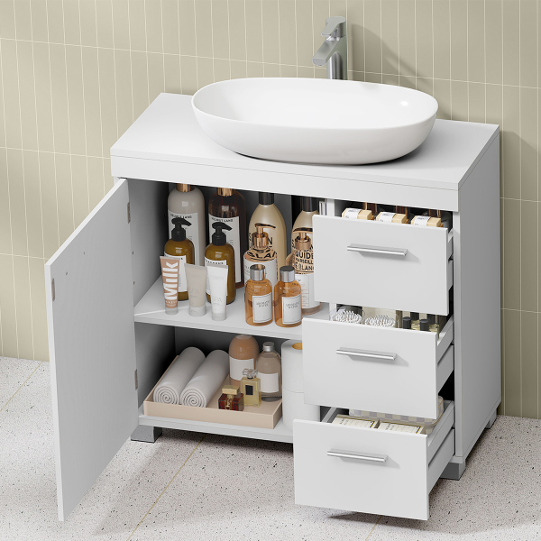 Ντουλάπι Μπάνιου Με Συρτάρια Για Νιπτήρα (70x30x64) Vasagle BBK503W10V2