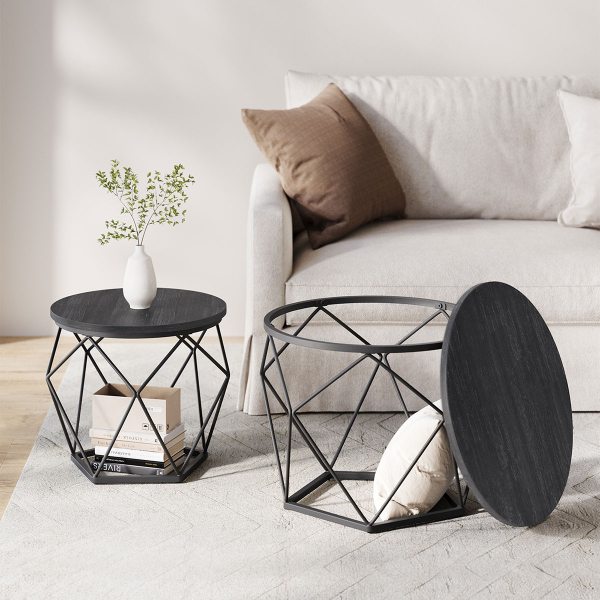 Βοηθητικά Τραπεζάκια Με Αποθηκευτικό Χώρο (Σετ 2τμχ) Vasagle LET040B22V1