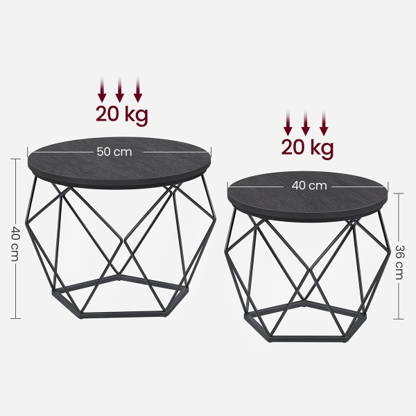 Βοηθητικά Τραπεζάκια Με Αποθηκευτικό Χώρο (Σετ 2τμχ) Vasagle LET040B22V1