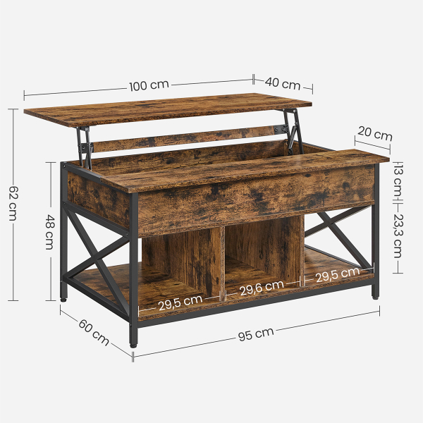 Τραπέζι Σαλονιού Με Σερβιτόρο & 3 Ράφια (100x60x48) Vasagle LCT205B01V2