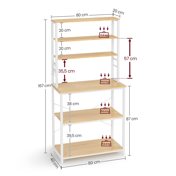 Ραφιέρα Δαπέδου 6 Θέσεων (80x40x167) Vasagle KKS019W09