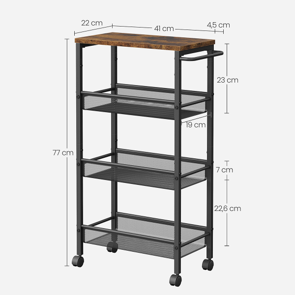 Τρόλεϊ/Ραφιέρα 3 Θέσεων (45.4x22x77) Vasagle LRC033B01